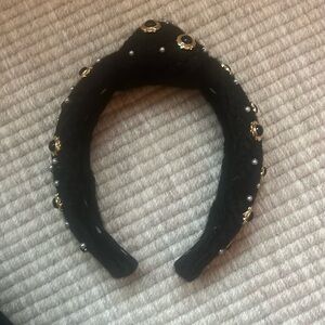Lele Sadoughi Black, Pearl and Gold Flower headband